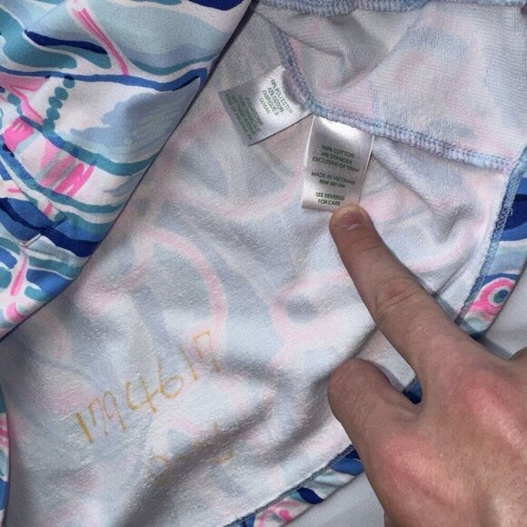 Lilly Pulitzer Skipper Popover Pullover Top Skim Blue Pink Sea Anchor Size Small - Picture 5 of 8